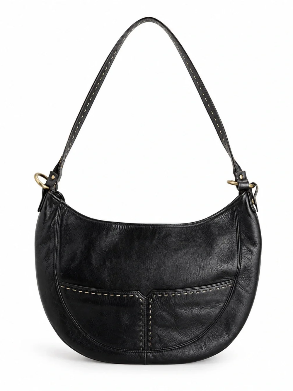 Sigrid Olsen Black Leather Crescent Shoulder Bag